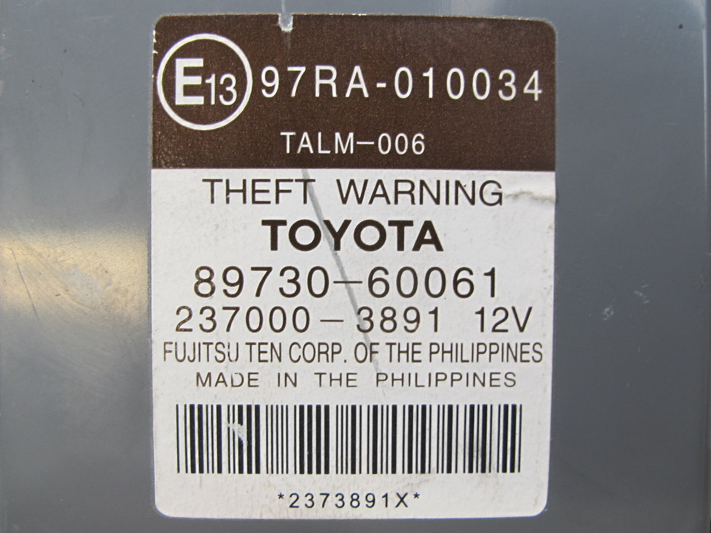 2006-2009 Lexus UZJ120L GX470 Theft Warning Control Module 89730-60061