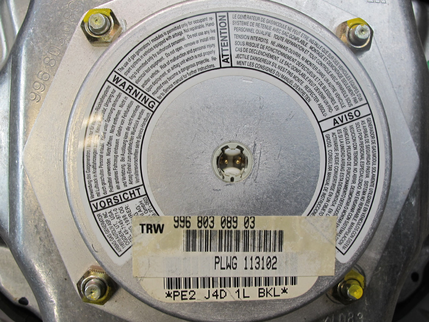 98-00 PORSCHE BOXSTER 986 FRONT LEFT DRIVER SIDE STEERING WHEEL SRS AIRBAG OEM