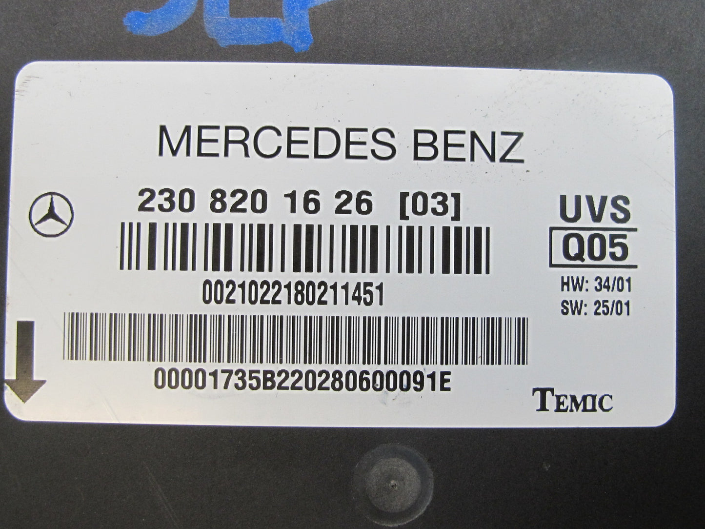 03-08 Mercedes R230 Sl-class Convertible TOP Roof Control Module 2308201626 OEM