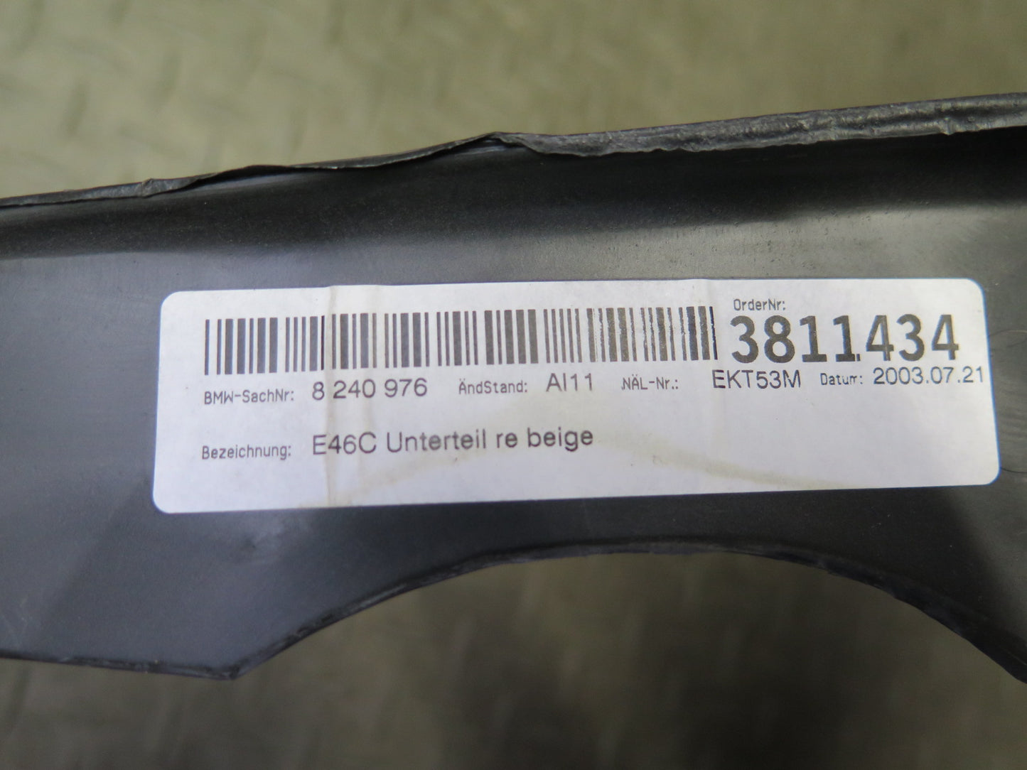 01-06 BMW E46 330ci Conv Set of 2 Rear Lower Quarter Trim Cover Panel Beige OEM