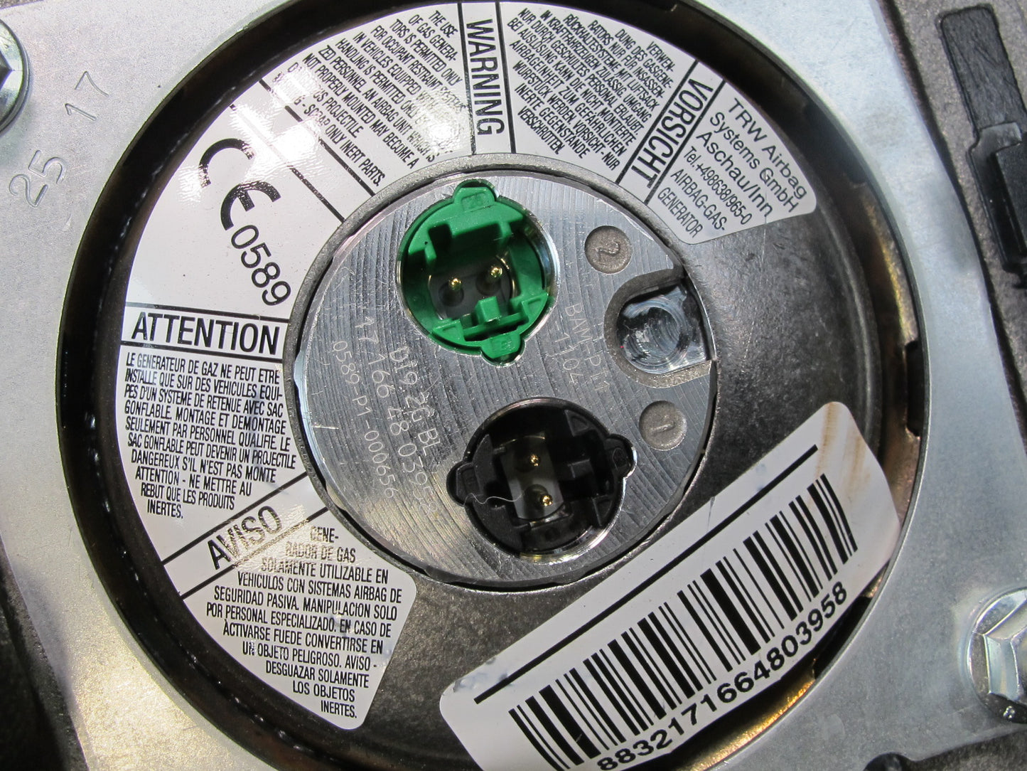 01-06 BMW E46 CONVERTIBLE FRONT LEFT DRIVER SIDE SPORT STEERING WHEEL SRS AIRBAG OEM