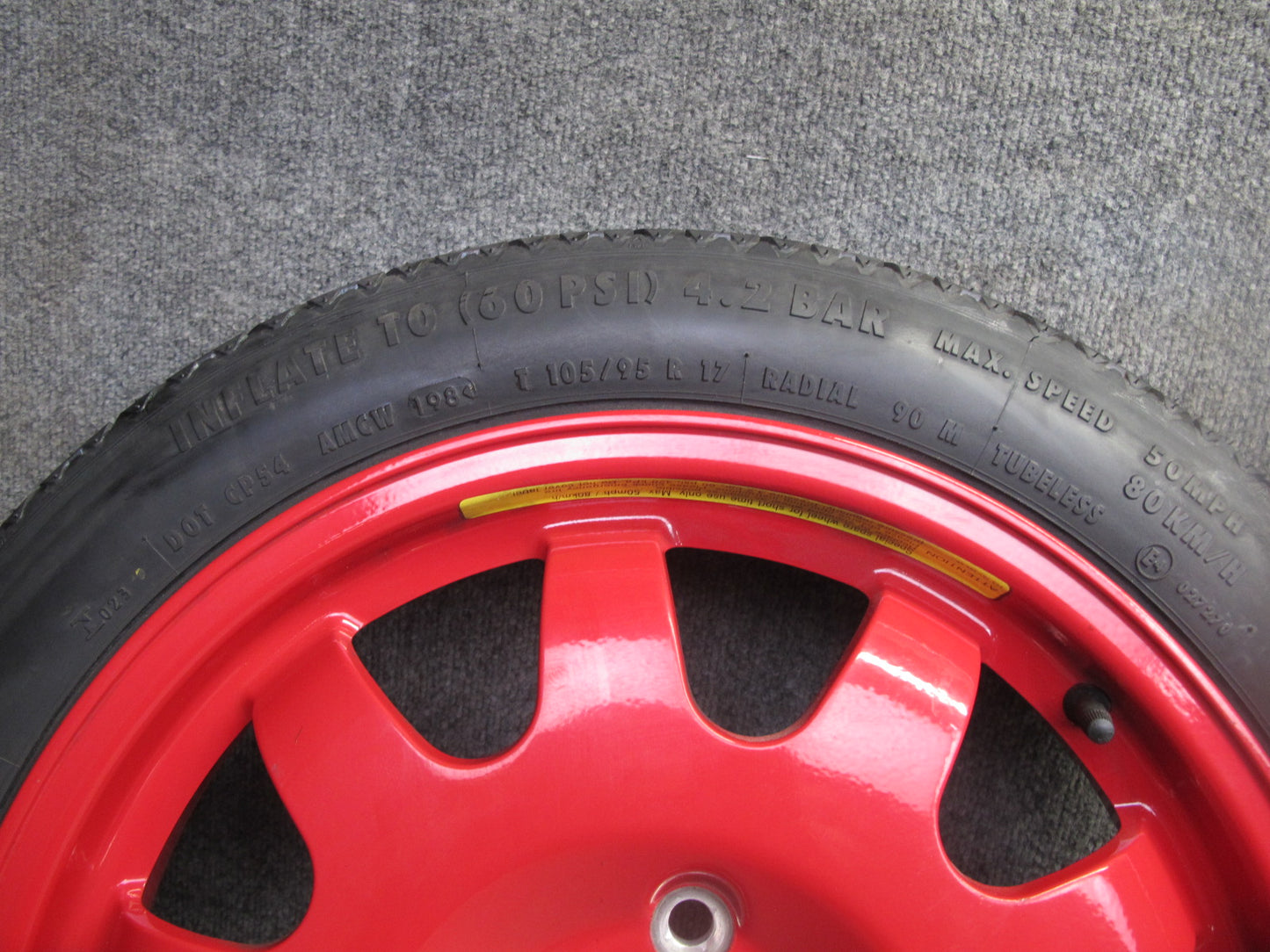 97-04 Porsche Boxster 986 Emergency Spare Tire Wheel 17x3.5 ET19 Conti 105/95