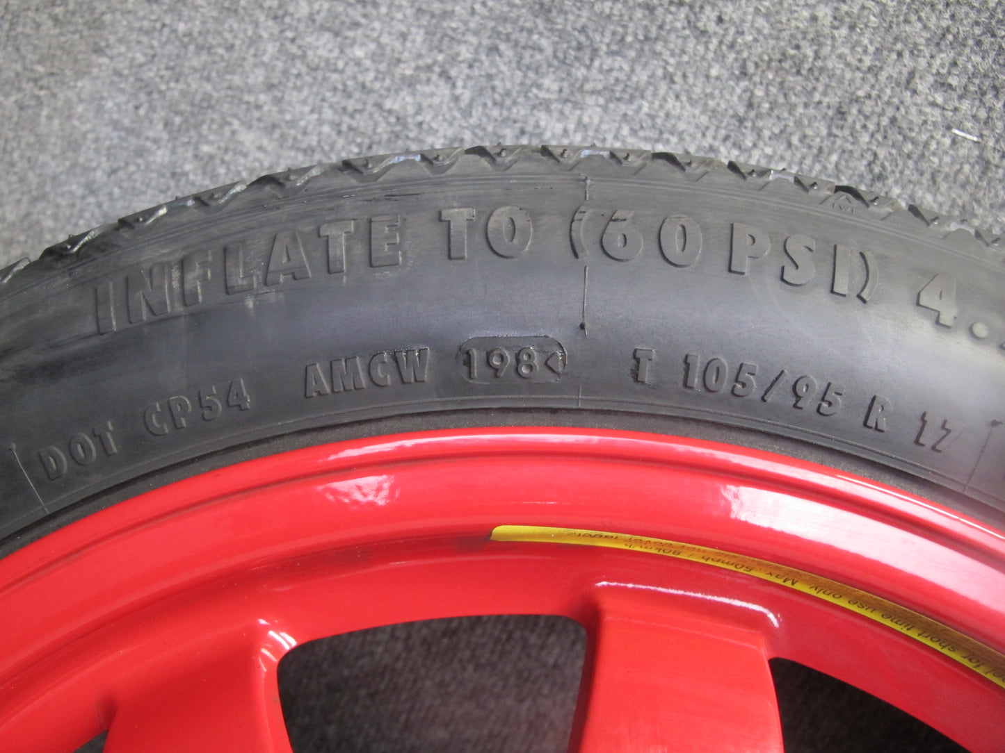 97-04 Porsche Boxster 986 Emergency Spare Tire Wheel 17x3.5 ET19 Conti 105/95