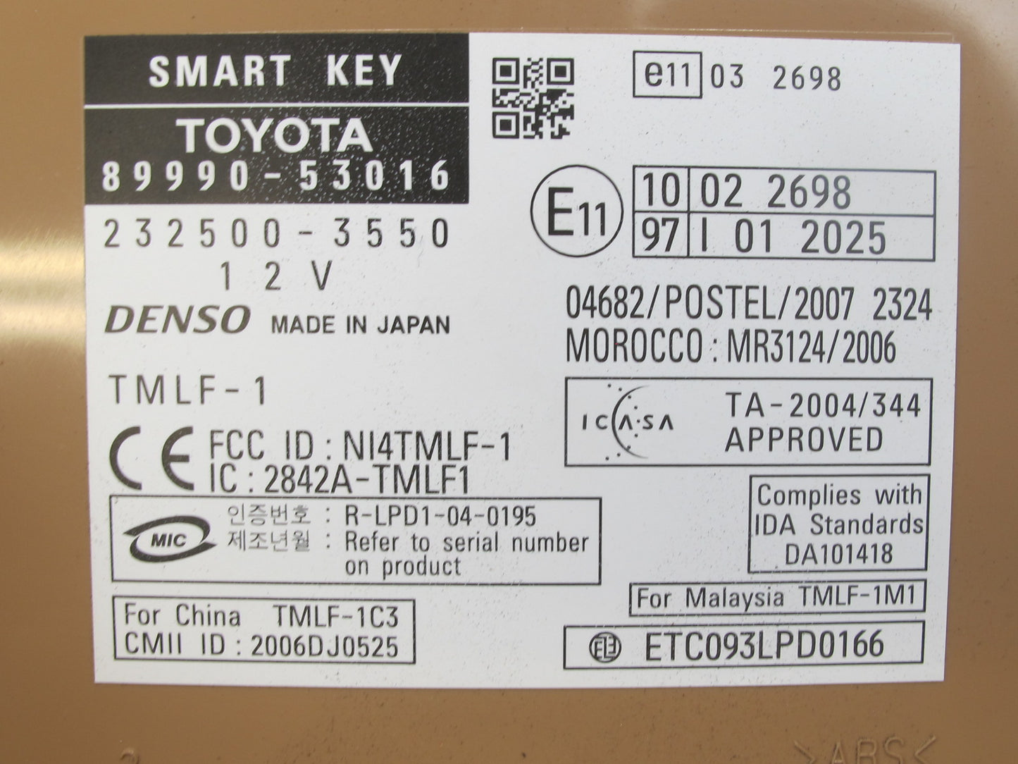 2008 Lexus IS250 IS350 Is-f Smart KEY Control Module Unit 89990-53016 OEM