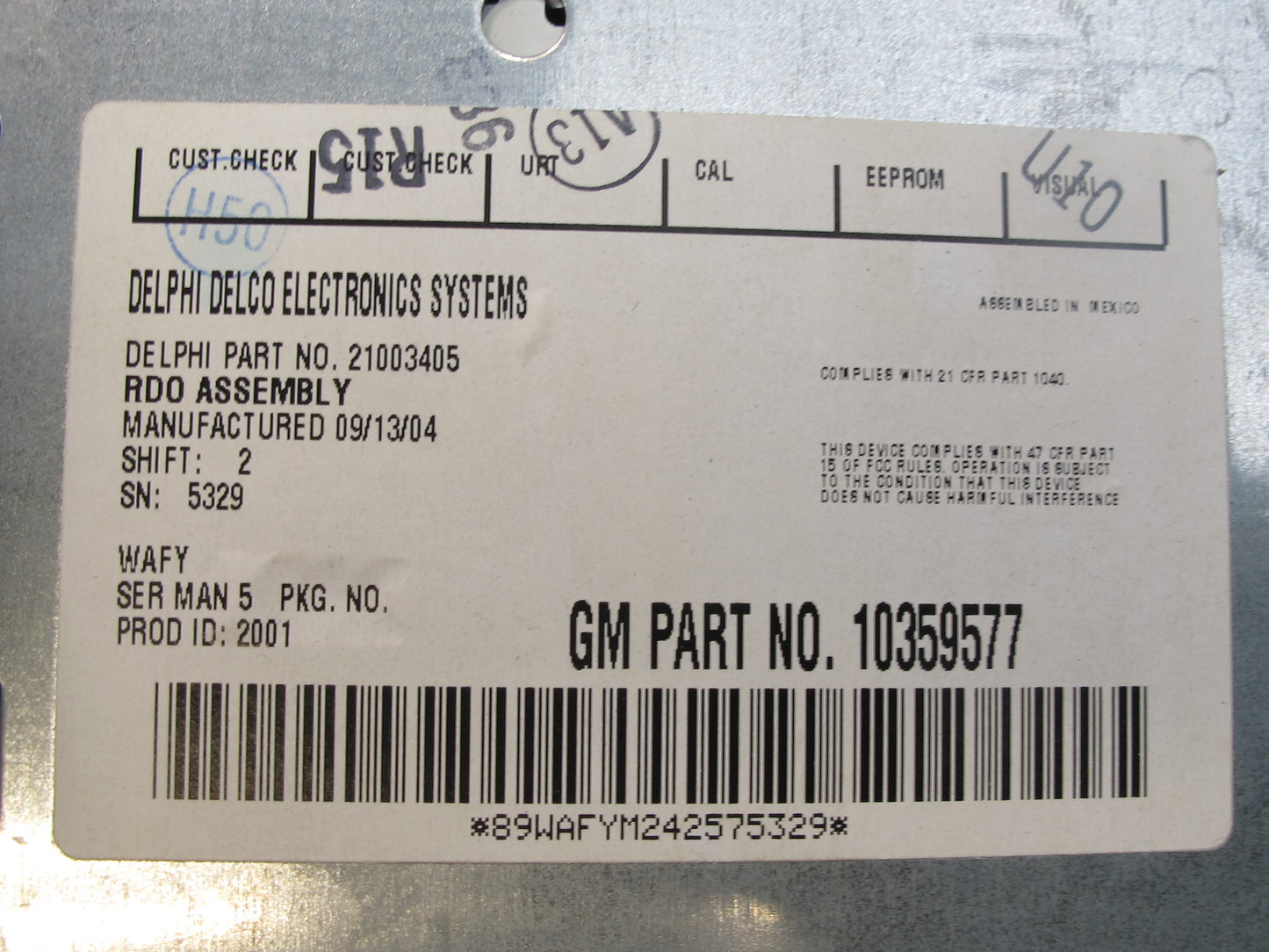 05-06 Chevrolet SSR Radio Stereo CD Changer Player Head Unit 10359577 OEM