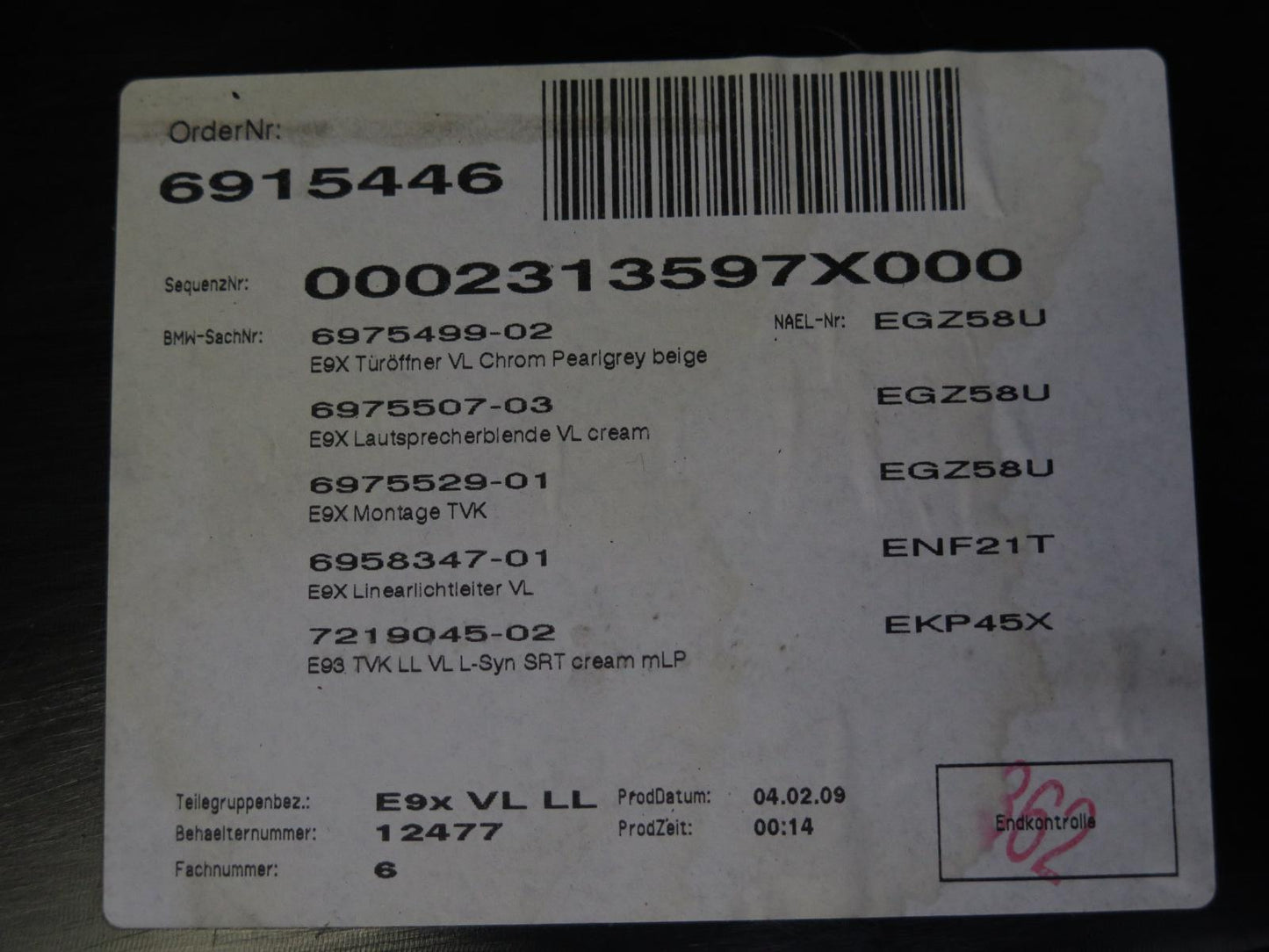 07-13 BMW E92 E93 335i Coupe Convert Set of 2 Door Interior Trim Panel Beige OEM