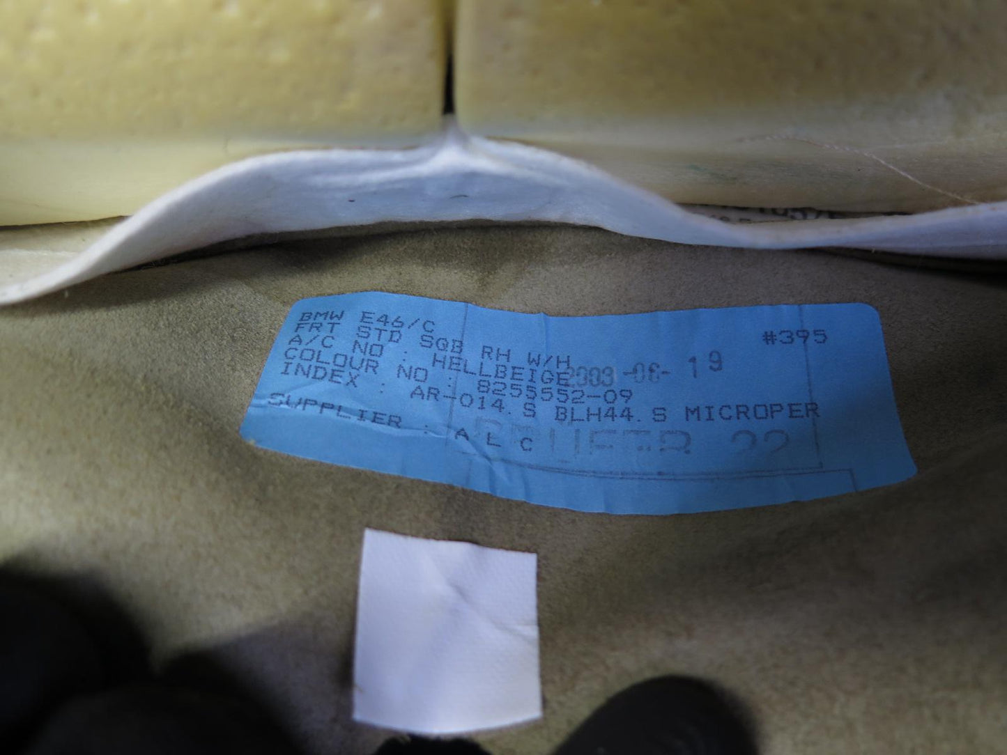 01-06 BMW E46 330ci Convertible Front Right Seat Upper Leather Cushion Beige OEM