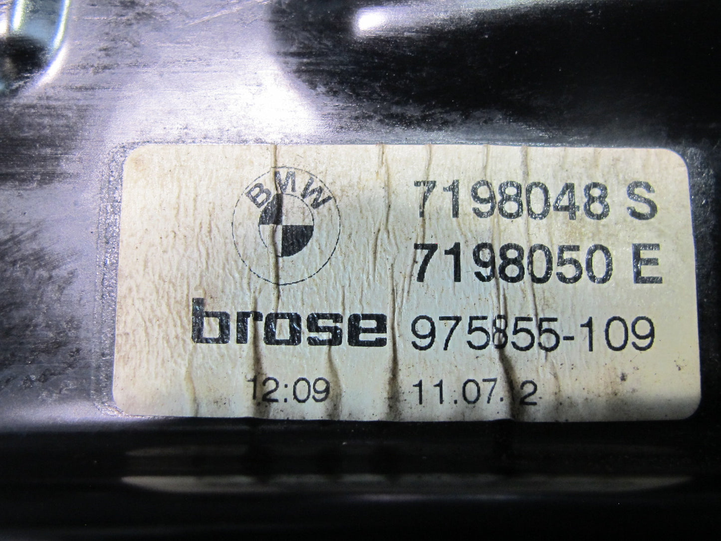 07-13 BMW E93 335i Convertible Rear Right Quarter Window Regulator w Motor OEM