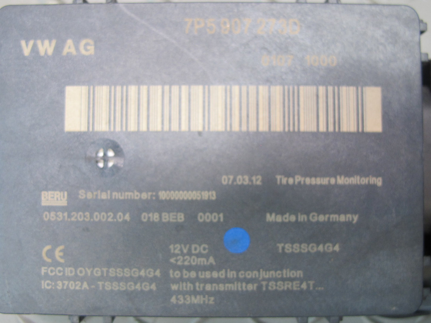 2011-2014 Porsche Cayenne 958 TPMS Tire Pressure Monitor Control Module