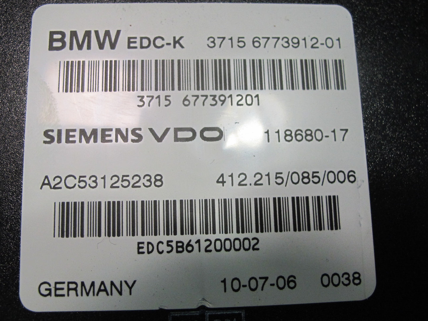 2006-2010 BMW E60 M5 M6 EDC Suspension Damping Control Module 6773912