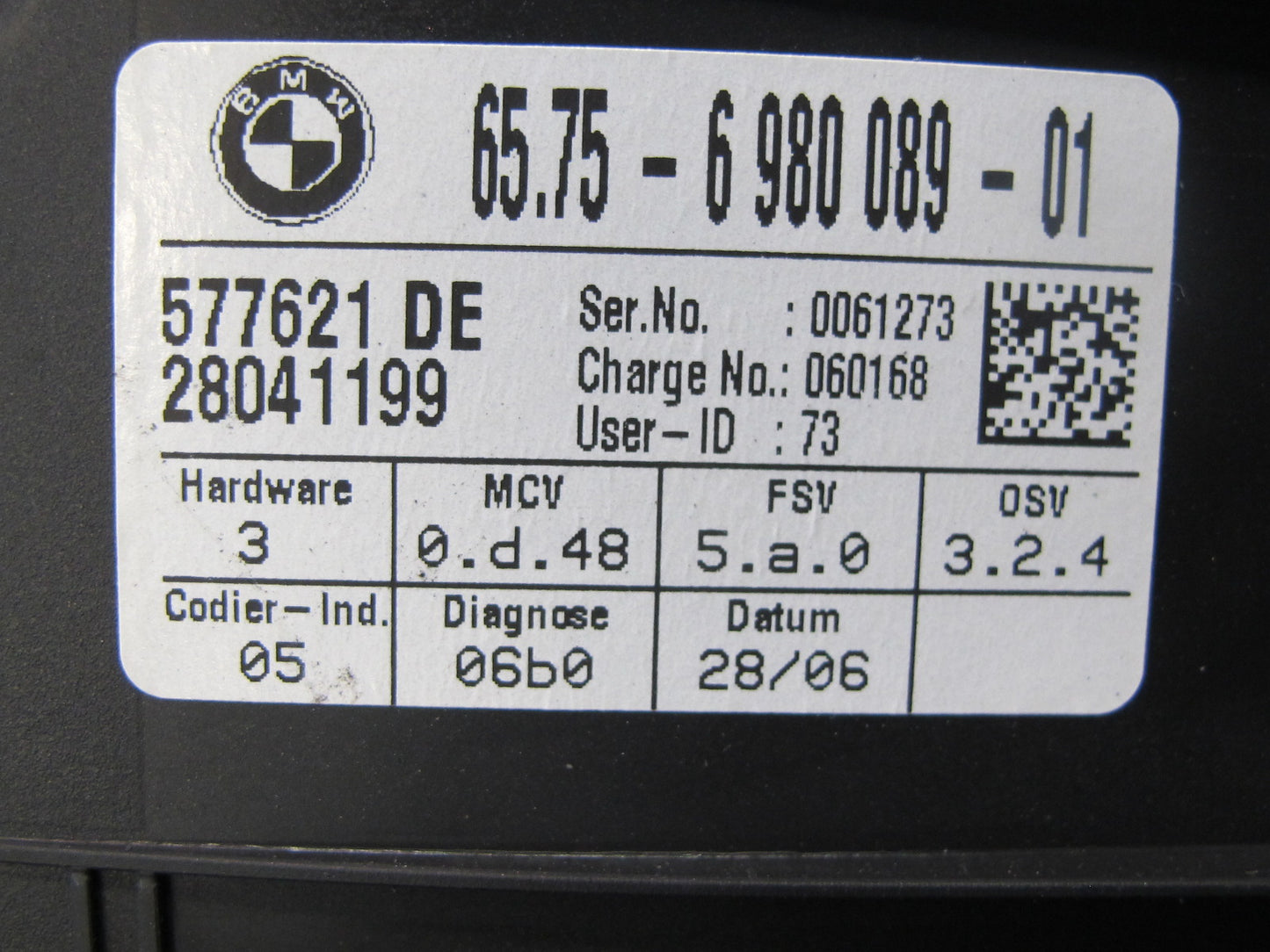 2006-2010 BMW E60 M5 Ultrasonic Alarm Motion Sensor Module 6980089