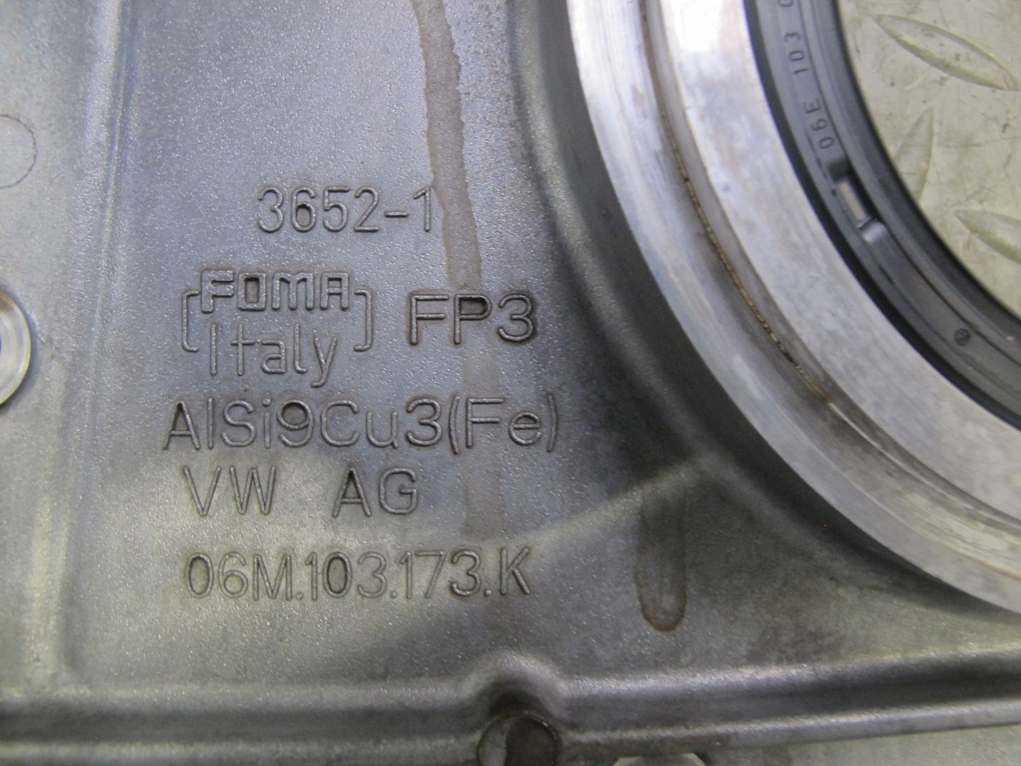 17-23 Porsche Panamera 971 2.9L Engine Rear Timing Plate Cover 06M103173K
