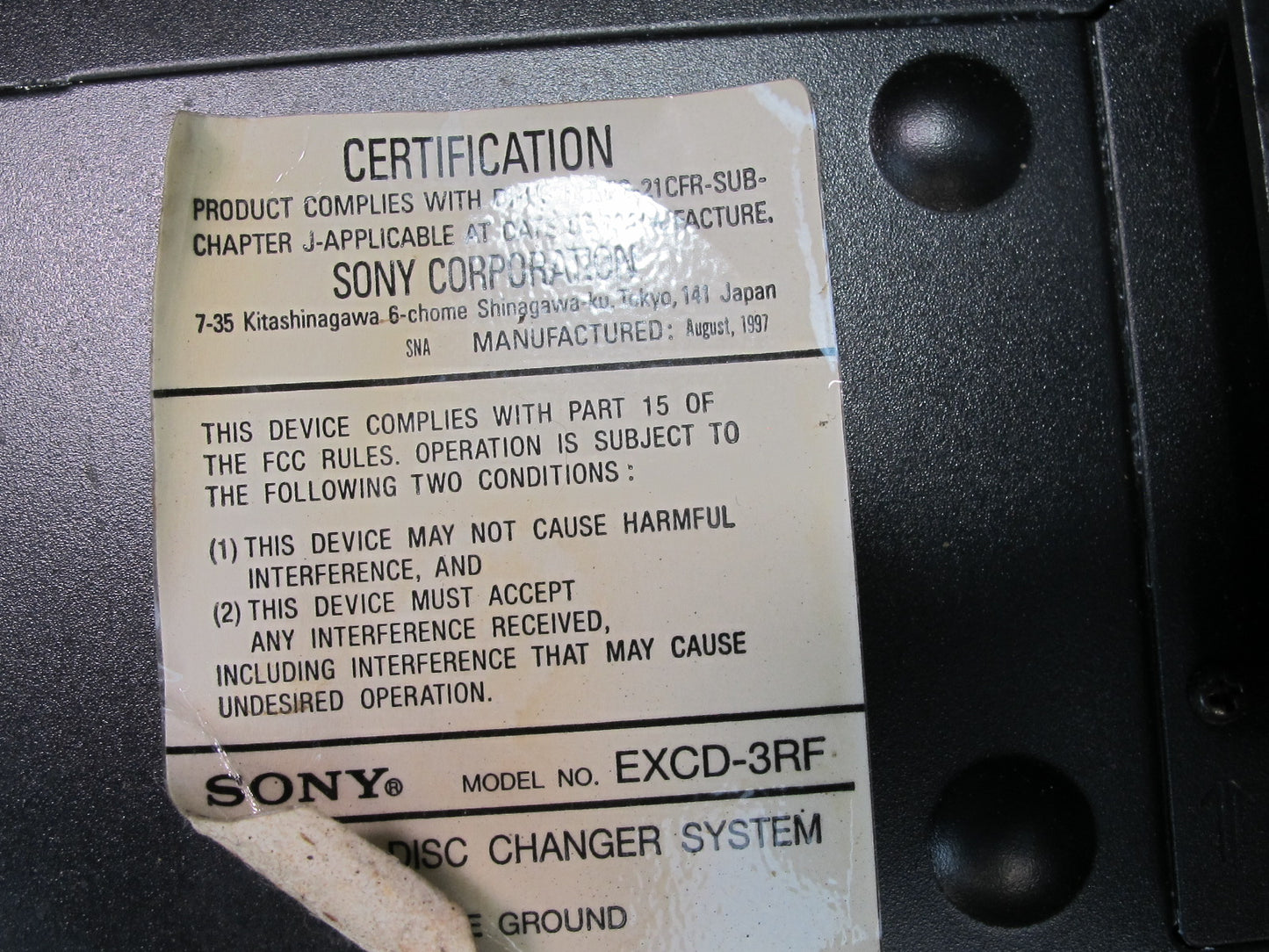 Sony EXCD-3RF 10 Disc CD Changer System Unit w Magazine