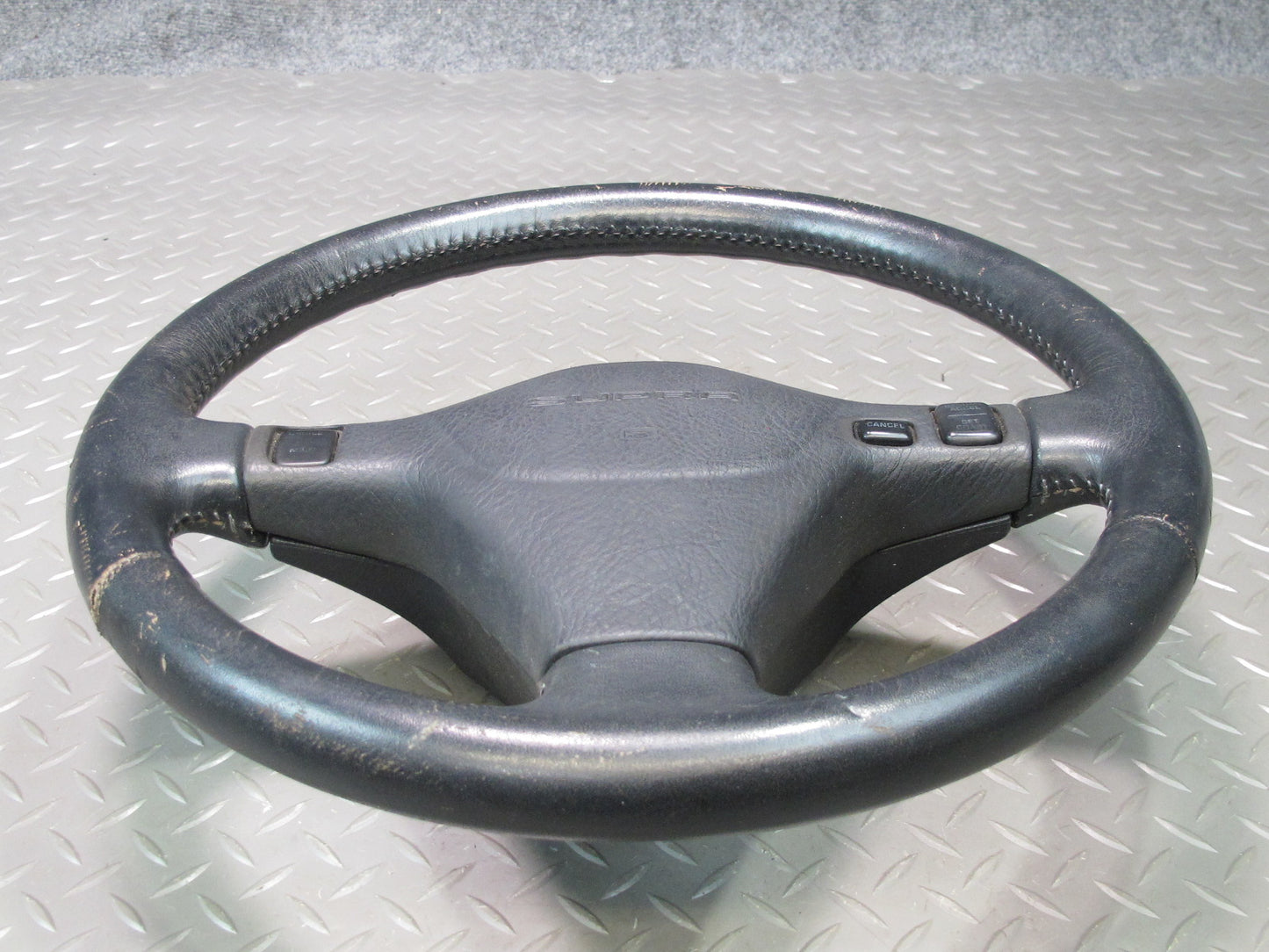 89-90 Toyota Supra MA70L Leather Steering w Horn Pad & Cruise Switch Black OEM
