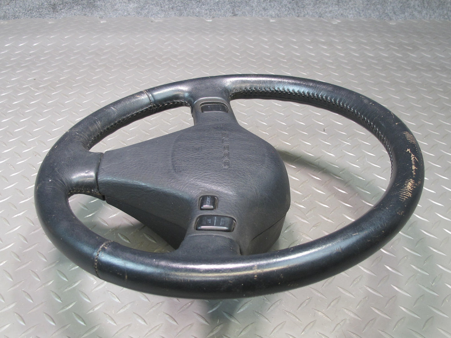 89-90 Toyota Supra MA70L Leather Steering w Horn Pad & Cruise Switch Black OEM