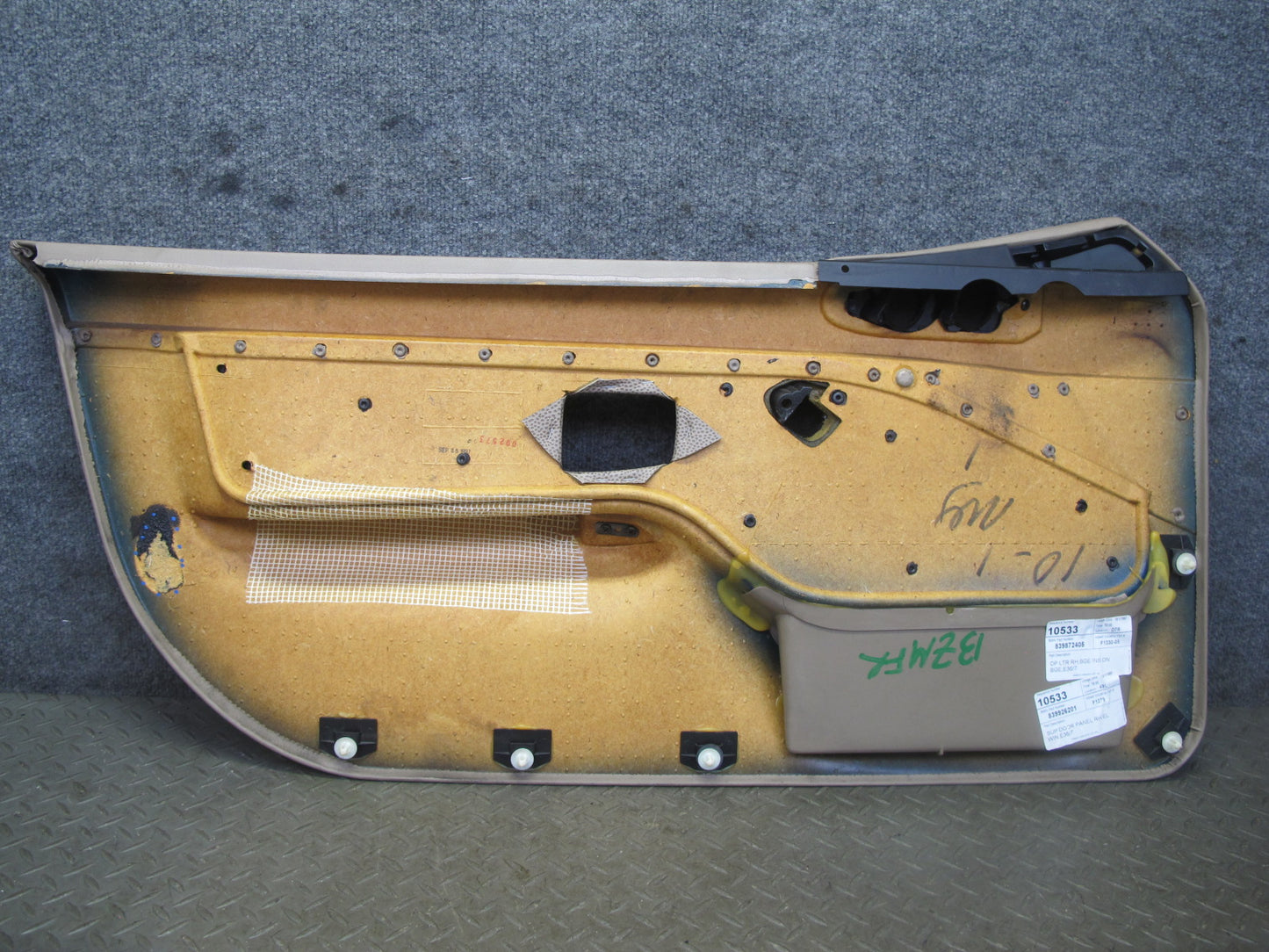 96-98 BMW E36/7 Z3 Right Passenger Door Interior Trim Panel Sand Beige OEM