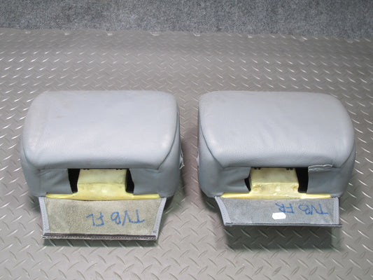 01-06 BMW E46 Convertible Front Left & Right Leather Headrest Gray OEM