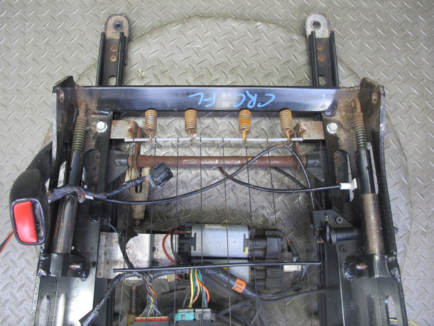 97-04 Chevrolet Corvette C5 Front Left Driver Seat Lower Track Frame w Motor OEM