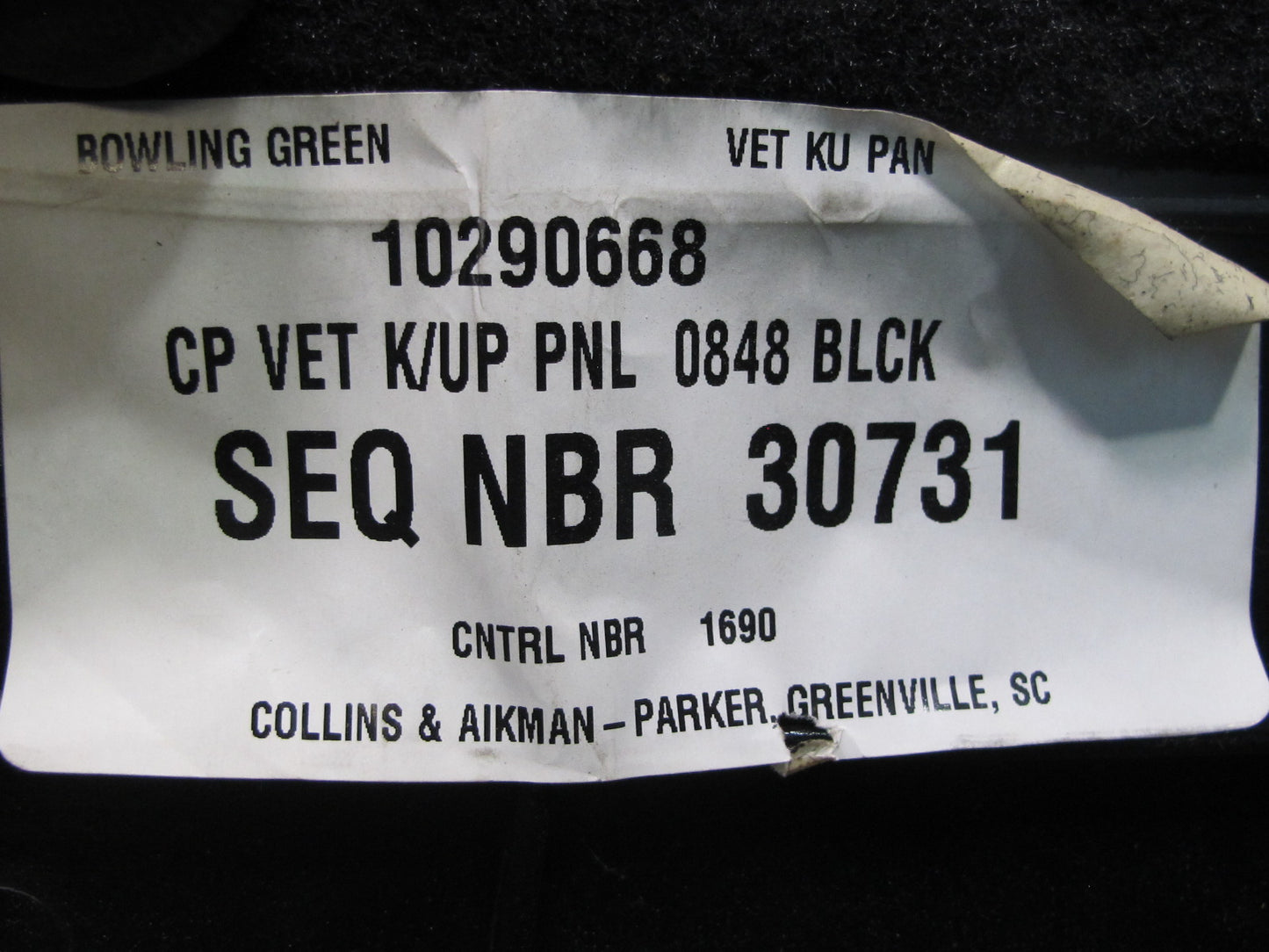 97-04 Chevrolet Corvette C5 Fuse Panel Cover Carpet Interior Black 10273083 OEM