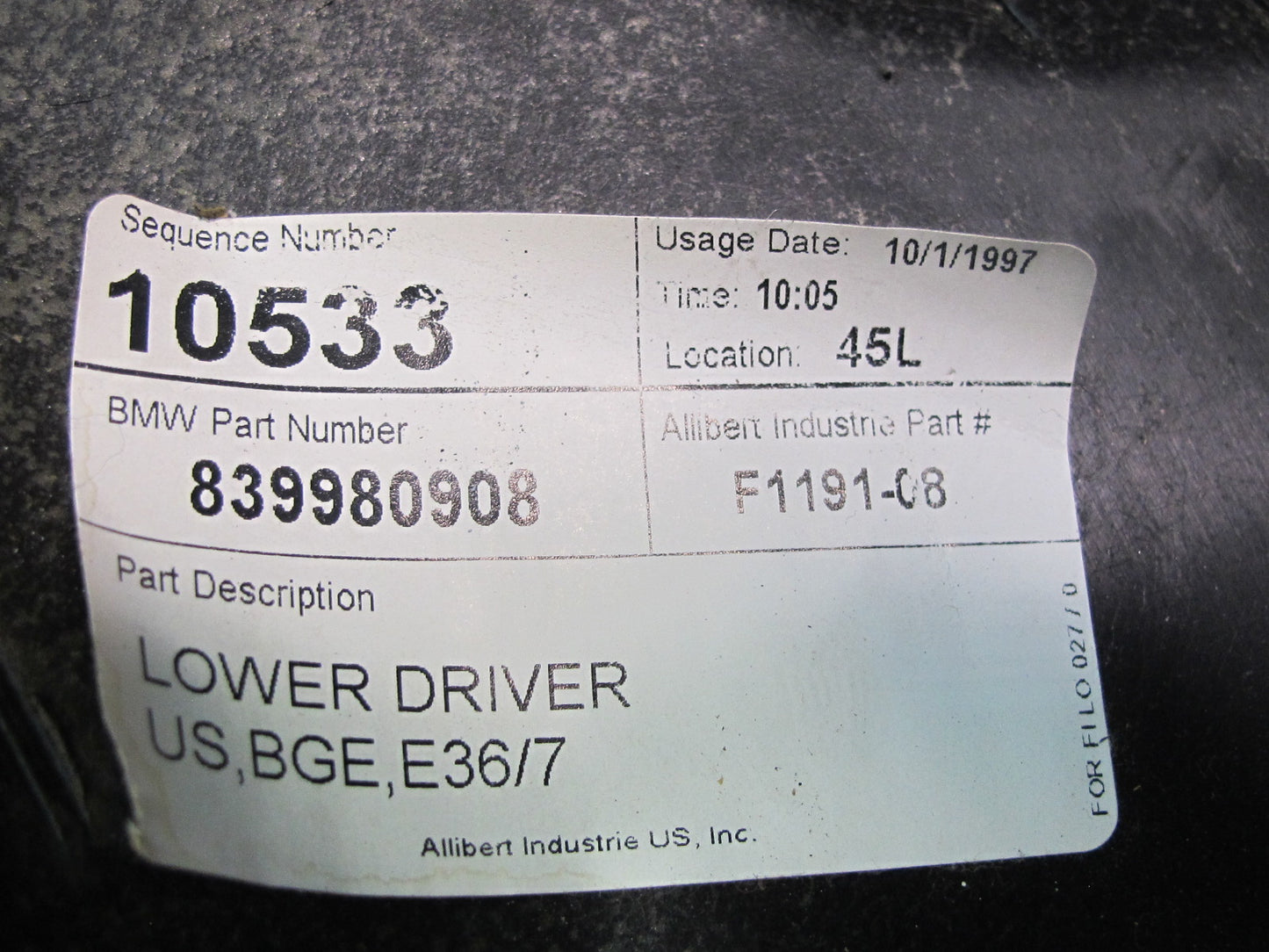 96-02 BMW E36/7 Z3 Left Under Dash Lower Knee Trim Cover Beige 8399809 OEM