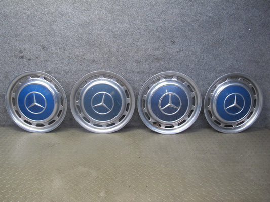 74-85 Mercedes W123 Set of 4 R14 14" Hubcaps Hub Cap Wheel Cover Blue OEM