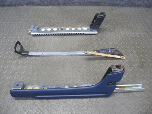 82-85 Mercedes W123 Front Right Seat Track Rail w Handle & Cover Blue Set OEM