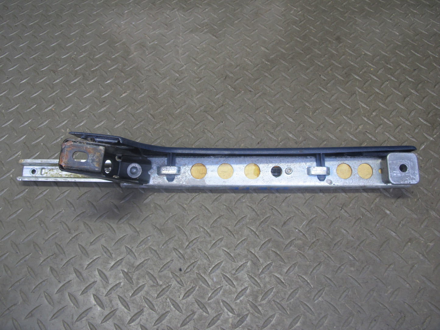 82-85 Mercedes W123 Front Right Seat Track Rail w Handle & Cover Blue Set OEM