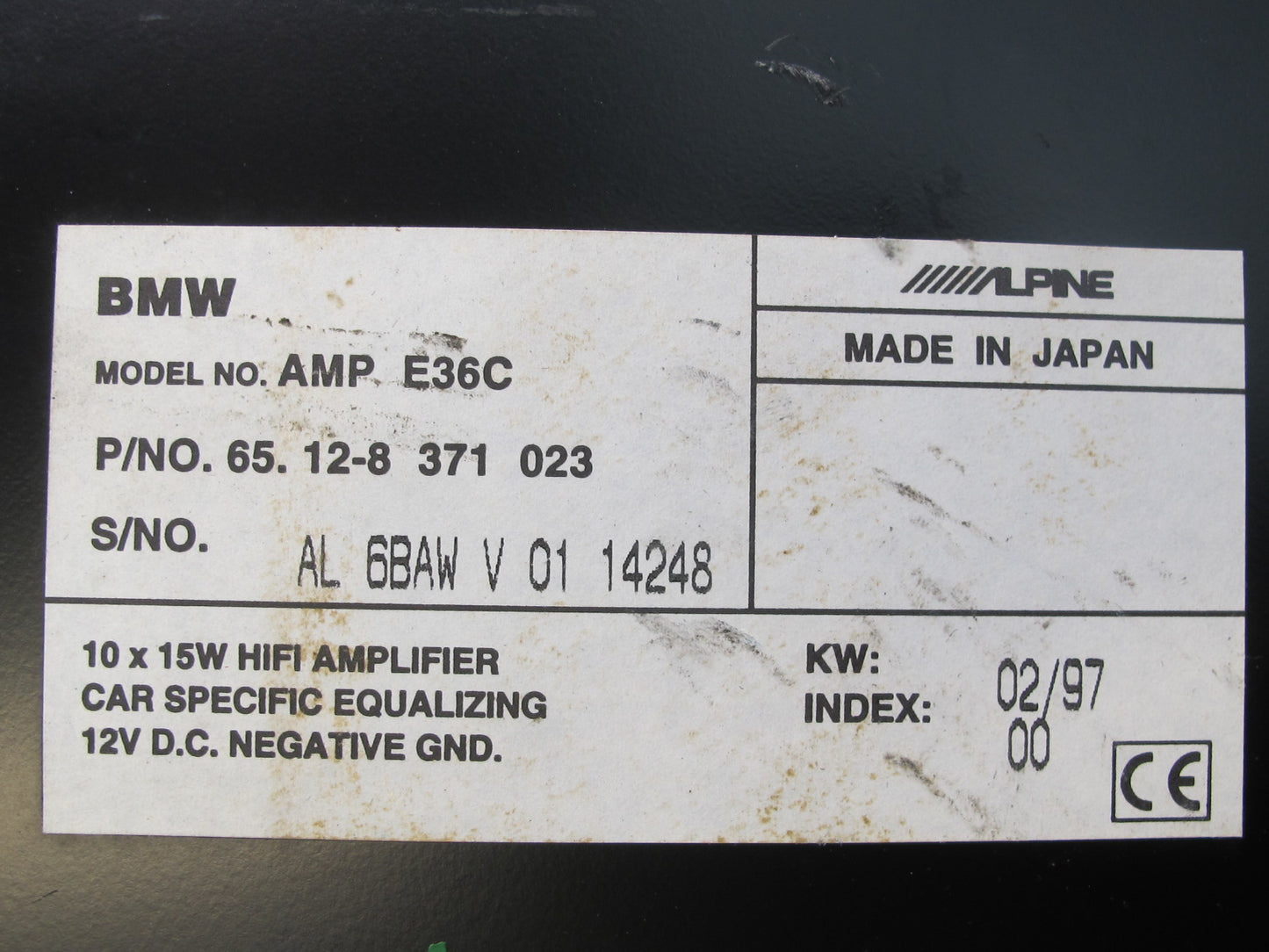 96-99 BMW E36 328iC Convertible Alpine Audio Amplifier AMP 8371023 OEM