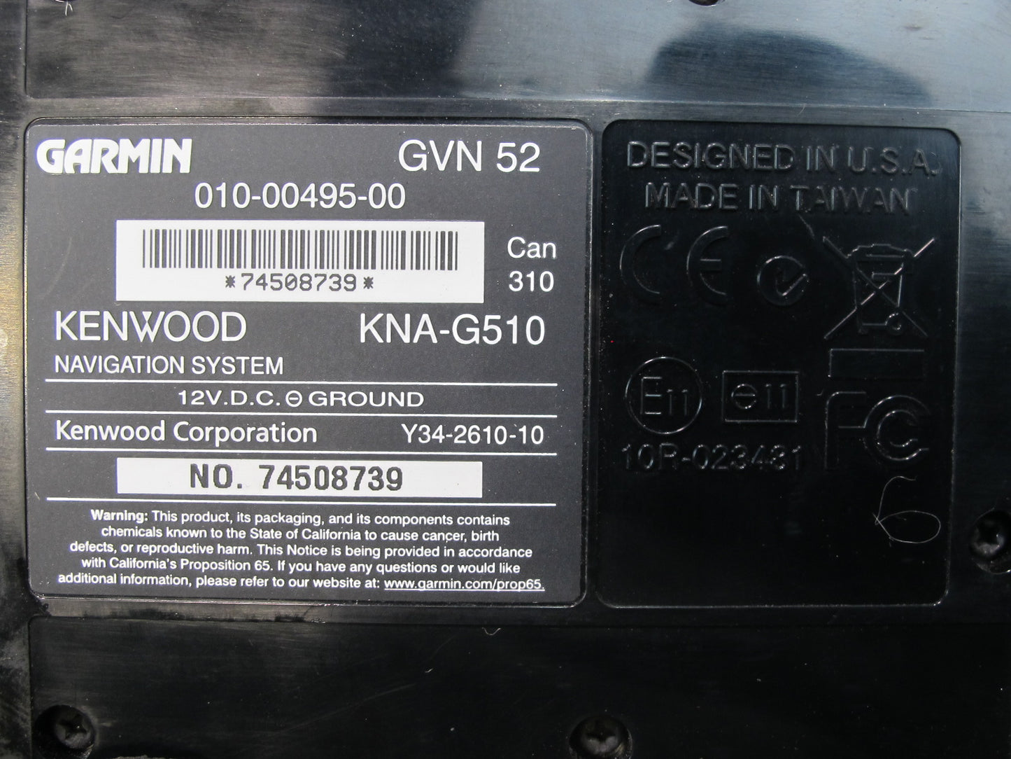 Kenwood Garmin KNA-G510 Hideaway GPS Navigation System Unit