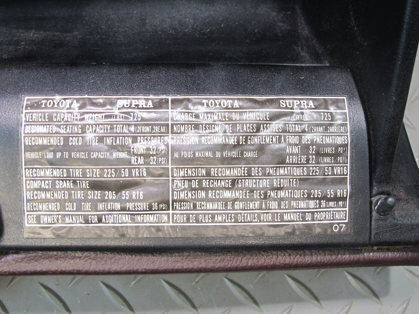 89-92 Toyota Supra MA70L Dash Glove Box Compartment Storage Door Lid Maroon OEM