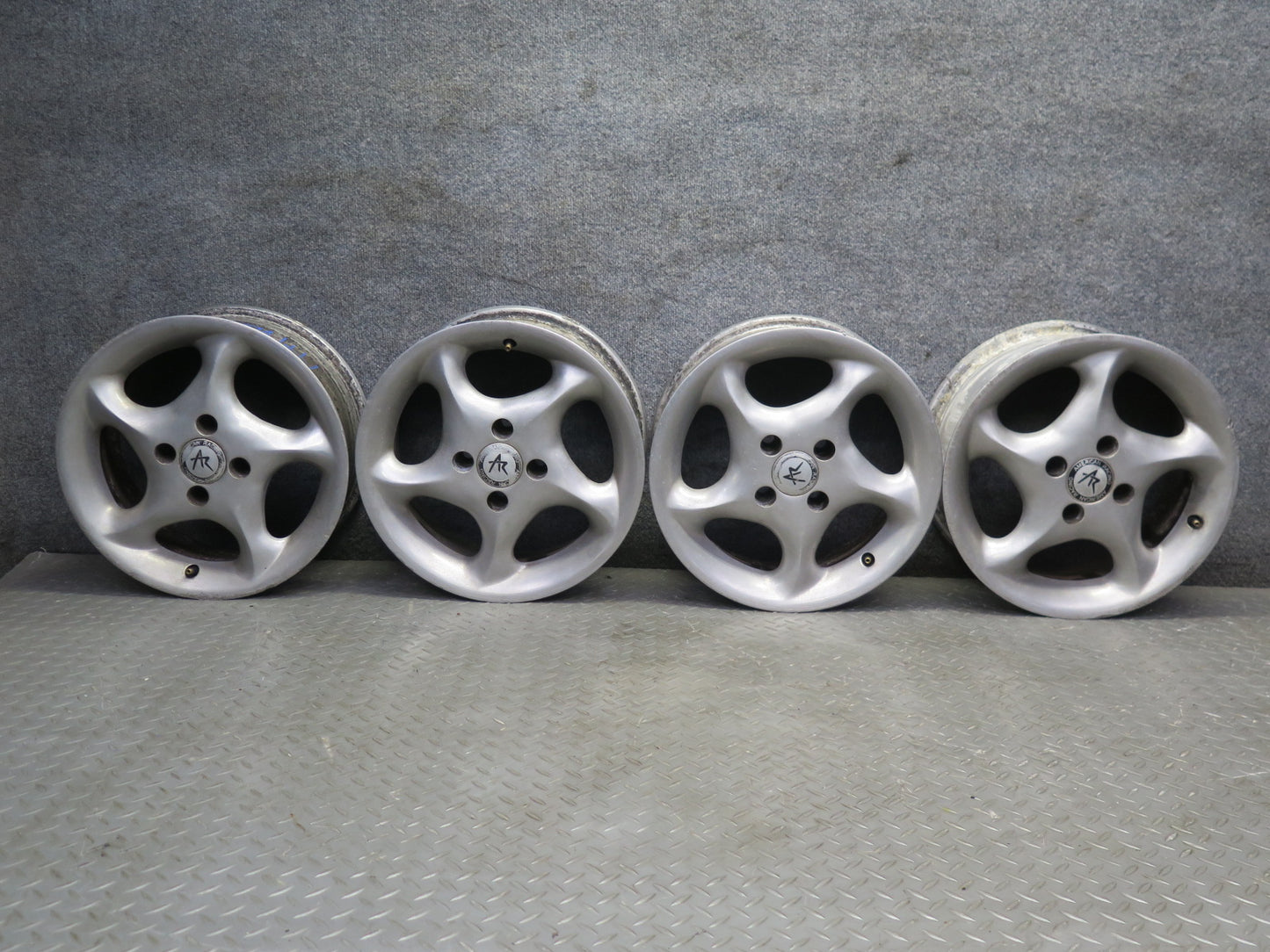 Set of 4 American Racing AR-57 R14 14" Wheel Rim 14X6J ET30 4x100 w Center Caps