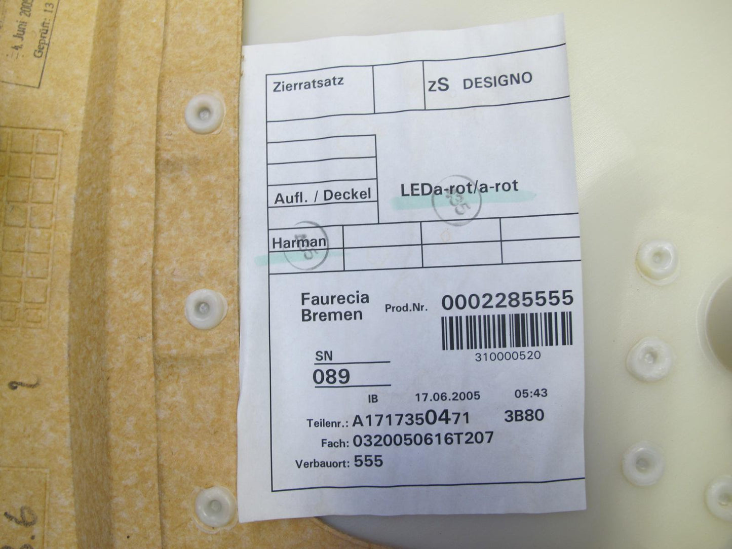 05-07 Mercedes SLK55 AMG R171 Set of 2 Door Interior Trim Cover Panel 70K OEM