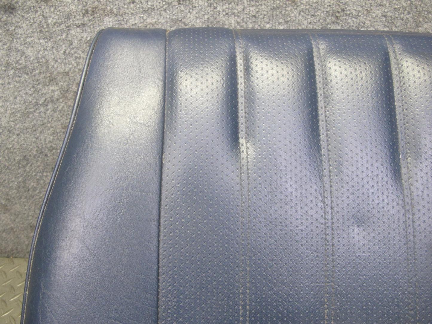 82-83 Mercedes W123 240D Front Right Seat Lower Leather Cushion Blue w Frame OEM