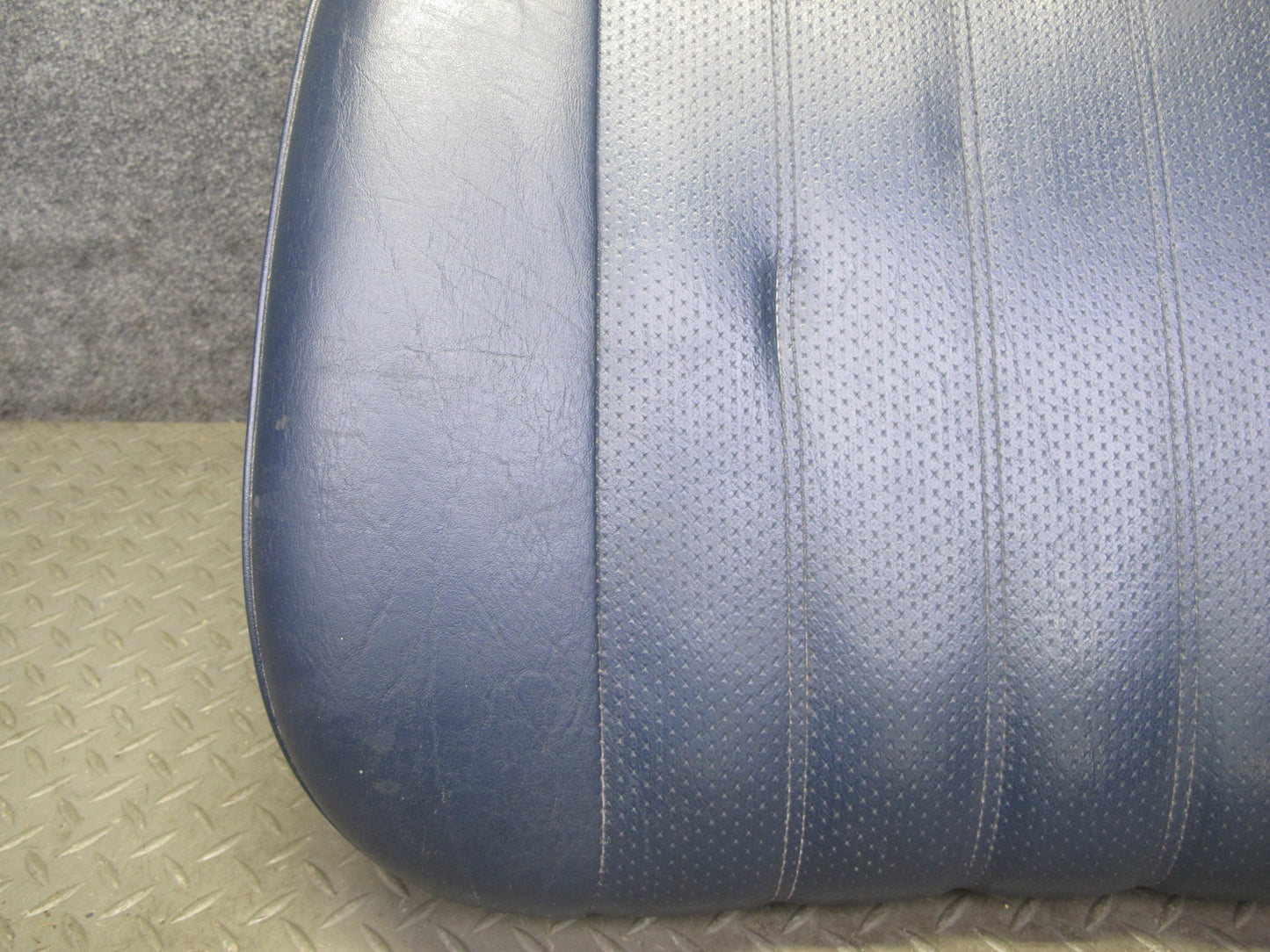 82-83 Mercedes W123 240D Front Right Seat Lower Leather Cushion Blue w Frame OEM