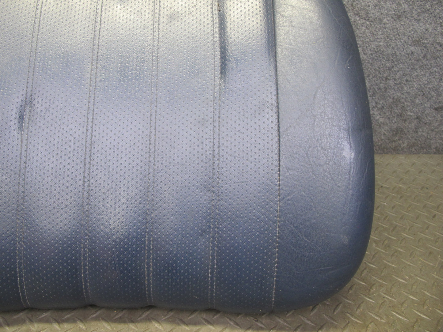 82-83 Mercedes W123 240D Front Right Seat Lower Leather Cushion Blue w Frame OEM