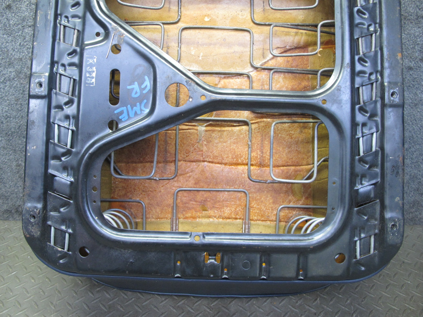 82-83 Mercedes W123 240D Front Right Seat Lower Leather Cushion Blue w Frame OEM