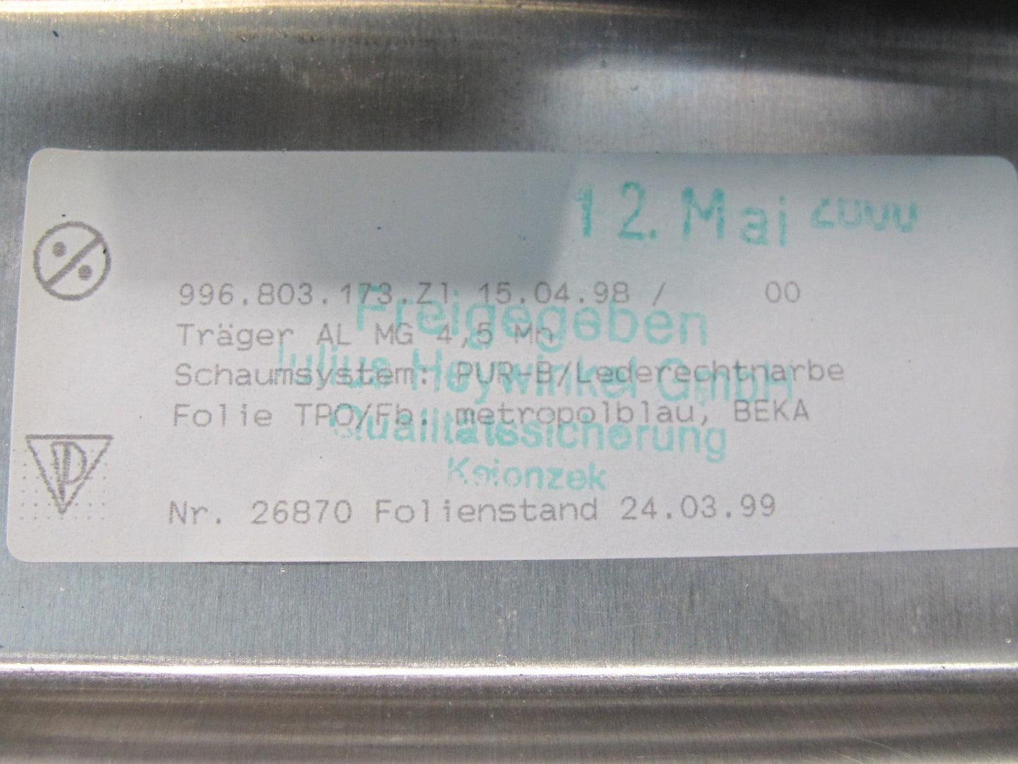 1999-2002 Porsche Boxster 986 Right Side Dash Board Upper Trim Cover Panel