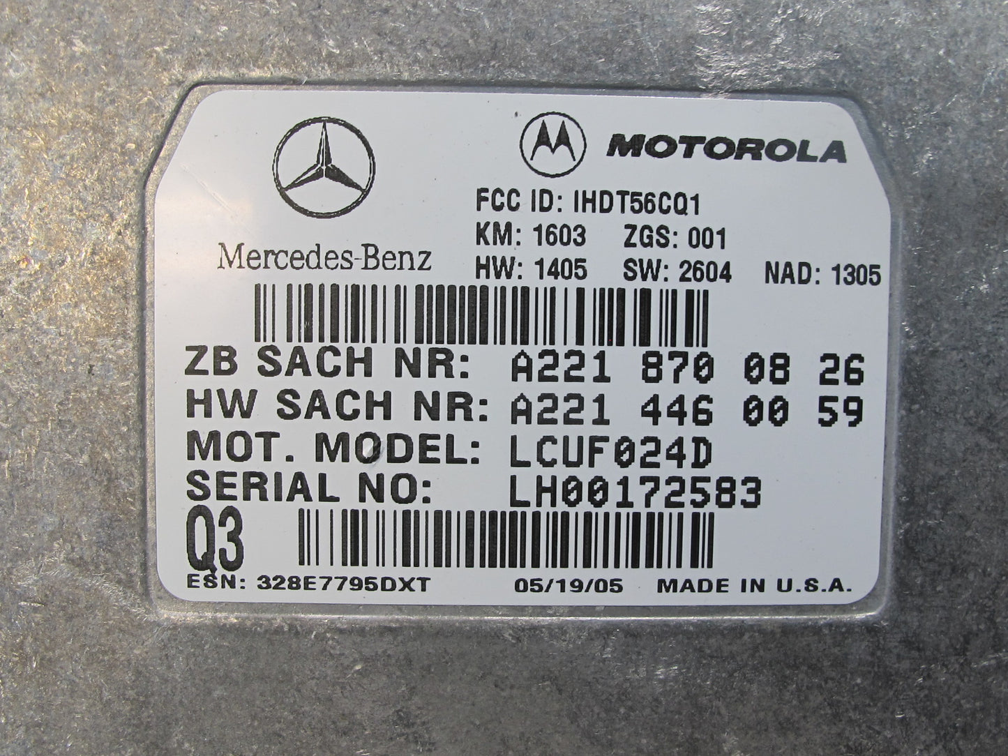 05-11 Mercedes R171 Slk-class Voice Communication Control Module 2218700826 OEM