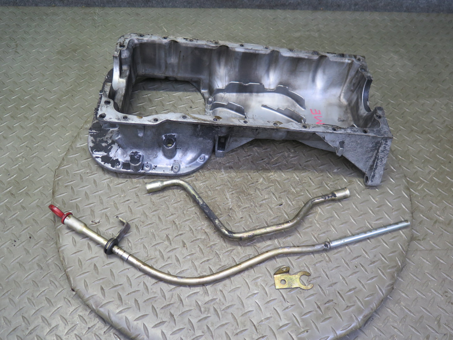 82-83 Mercedes W123 240D OM616 616.912 Diesel Engine Upper Oil Pan w Tube OEM