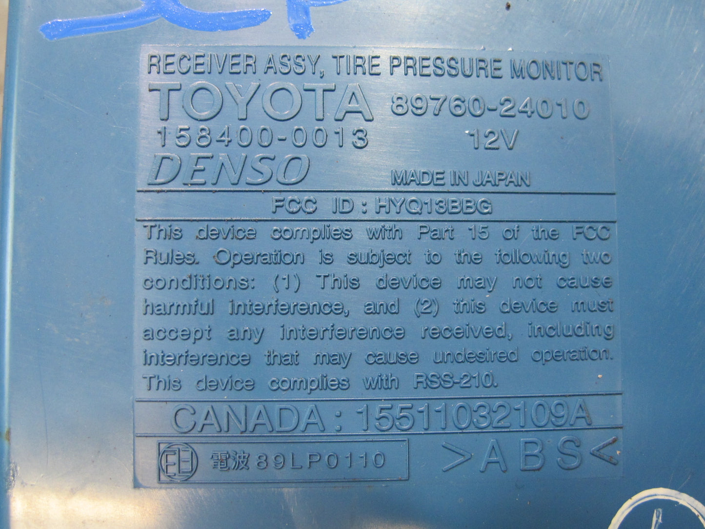 02-06 Lexus SC430 Z40 Tire Pressure Receiver Control Module 89760-24010 OEM