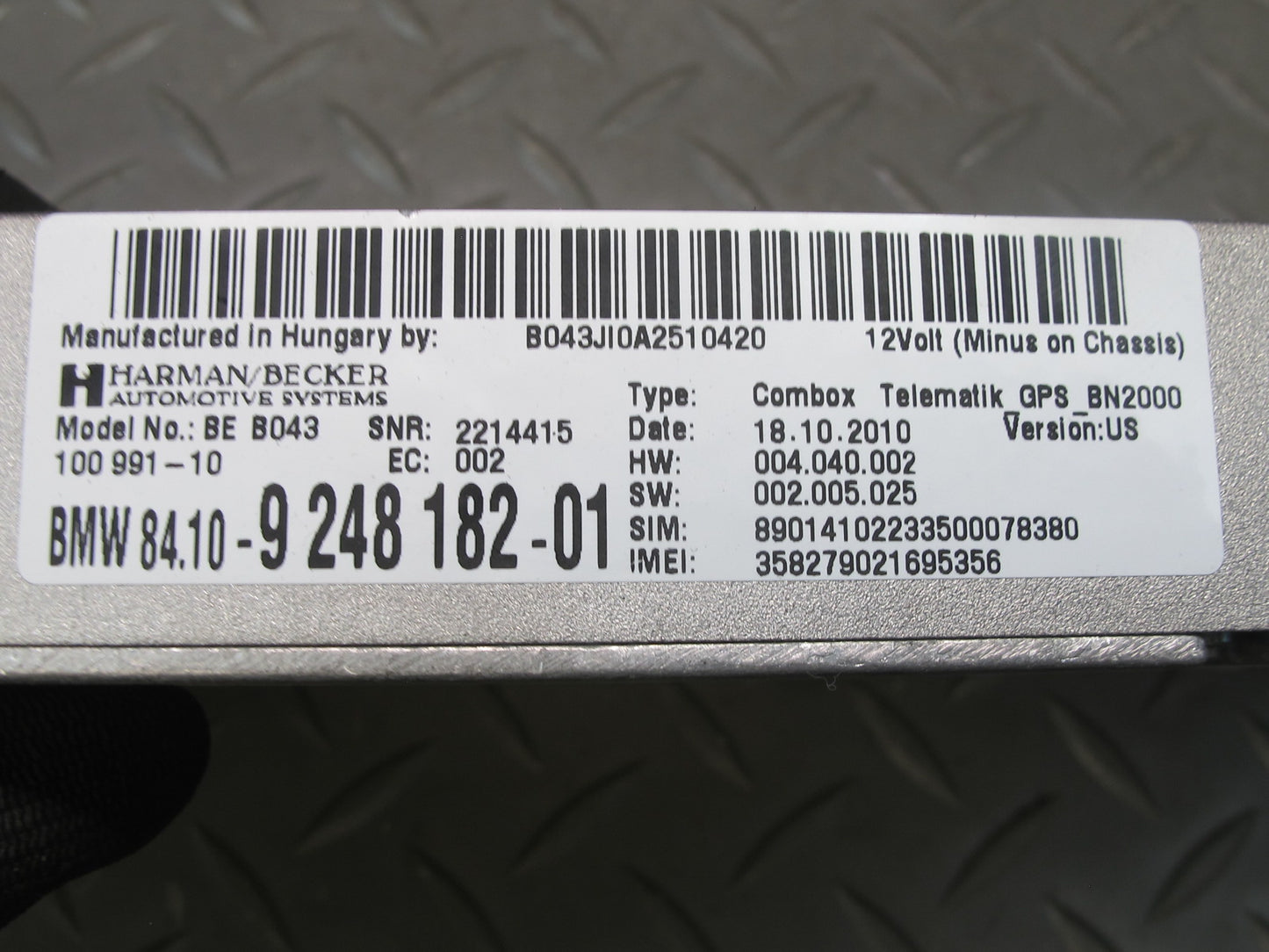 11-13 BMW E90 E92 E93 335i GPS Combox Telematics Control Module 9248182 OEM