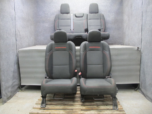 18-19 Jeep Wrangler Rubicon 4-DOOR RED Stiches Front & Rear Cloth Seat Set OEM