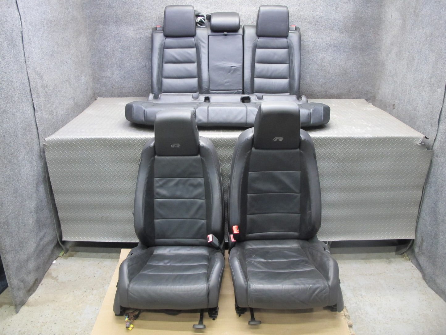 12-13 VW Golf R MK6 4DOOR Front & Rear Leather Sport Heated Seat Set Black OEM