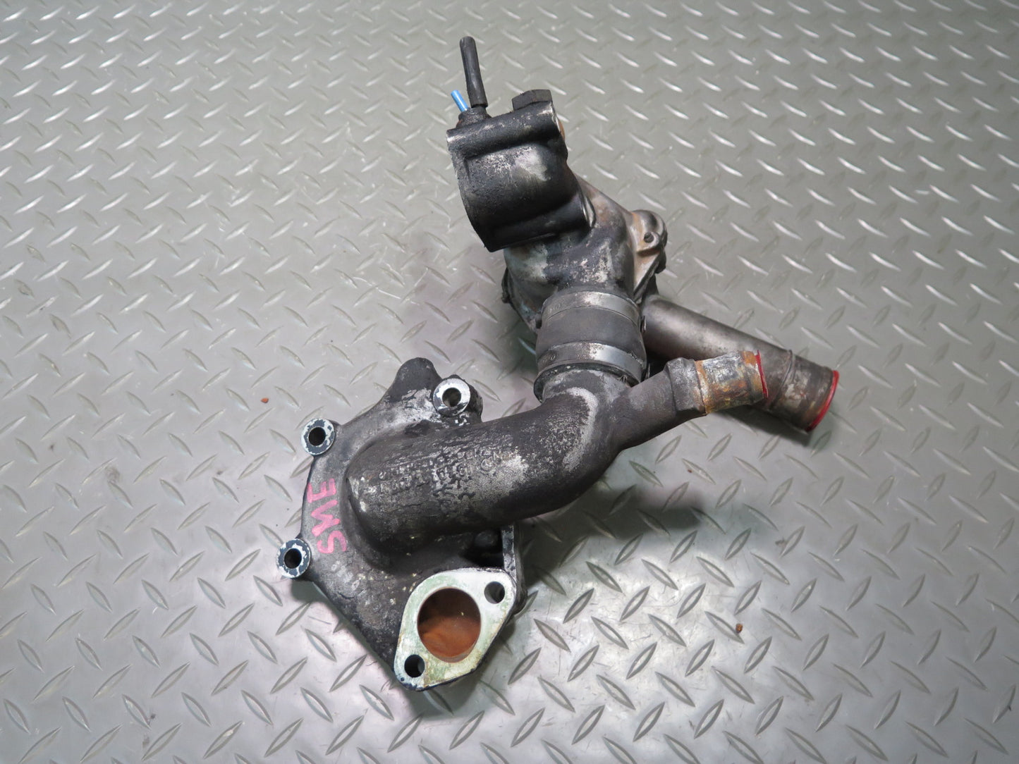 81-83 Mercedes W123 240D 616.912 Engine Thermostat & Water Pump Housing Assy OEM