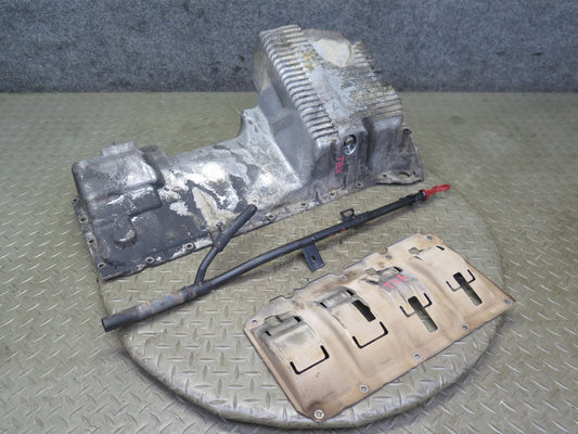 96-99 BMW E36 328iC M52 Engine Lower Oil Pan Oil Dipstick Oil Baffle Set OEM