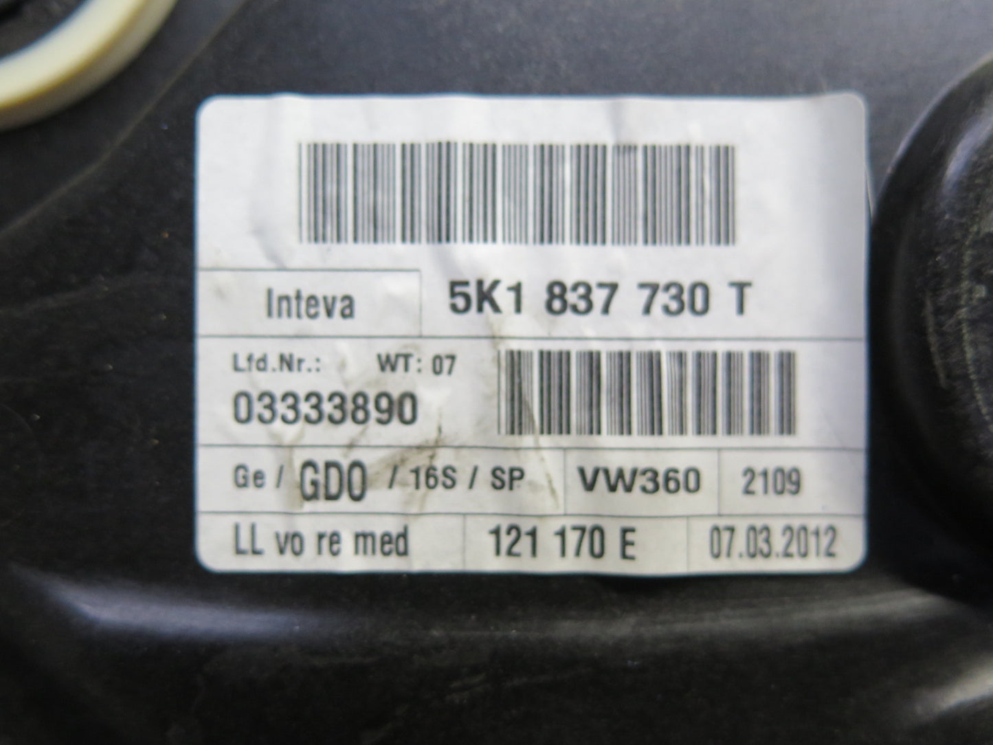 10-14 VW Golf GTI R MK6 4DOOR Front Right Passenger Door Window Regulator OEM