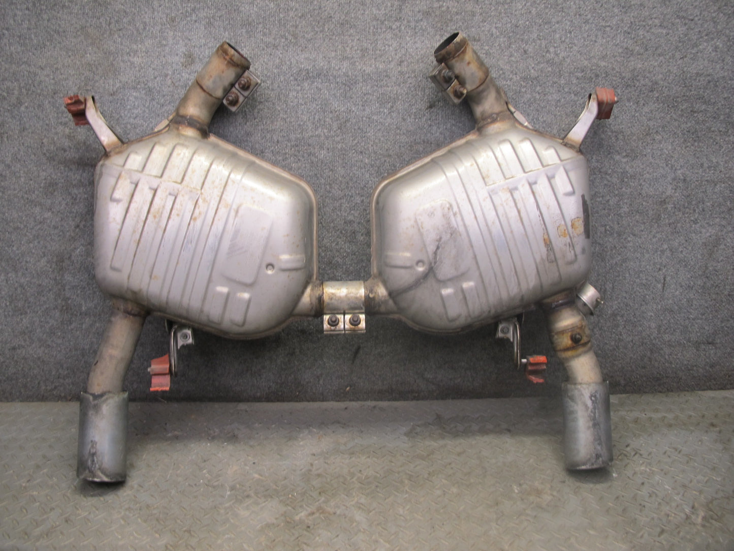 11-13 BMW E92 E93 335i N55 Set of 2 Rear Left & Right Exhaust Muffler w Tips OEM