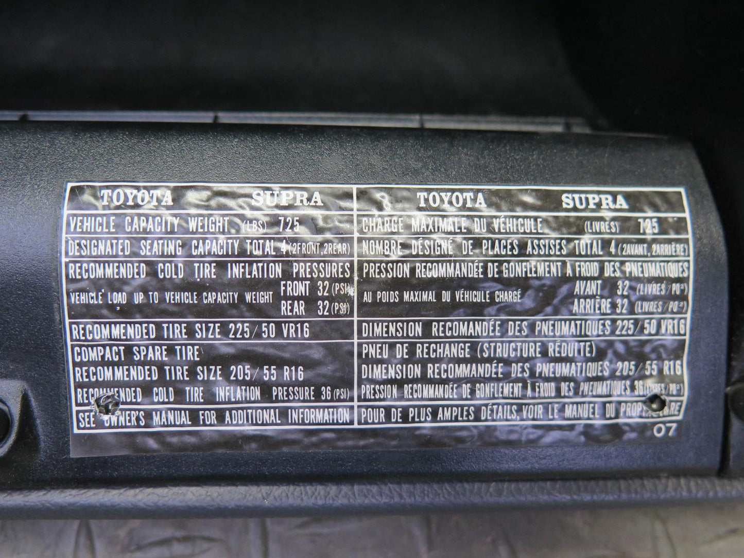 89-92 Toyota Supra MA70L Dash Glove Box Compartment Storage Door Lid OEM