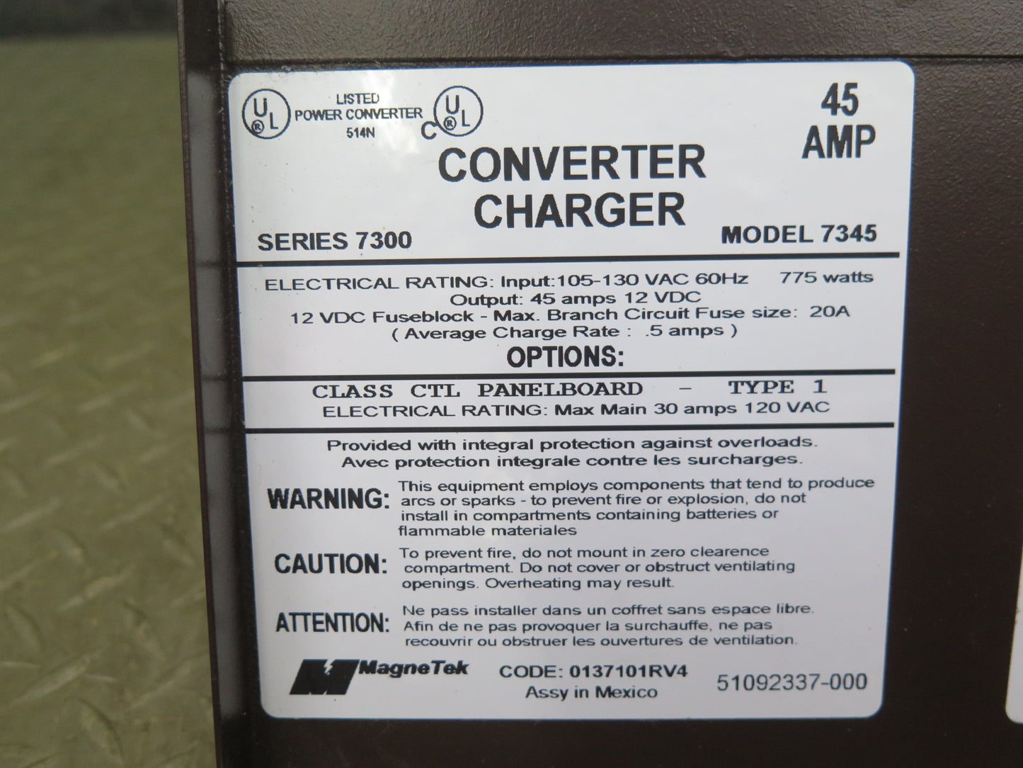02-03 VW Eurovan T4 Winnebago Vista Magnetek 7345 Power Converter Charger 45 AMP