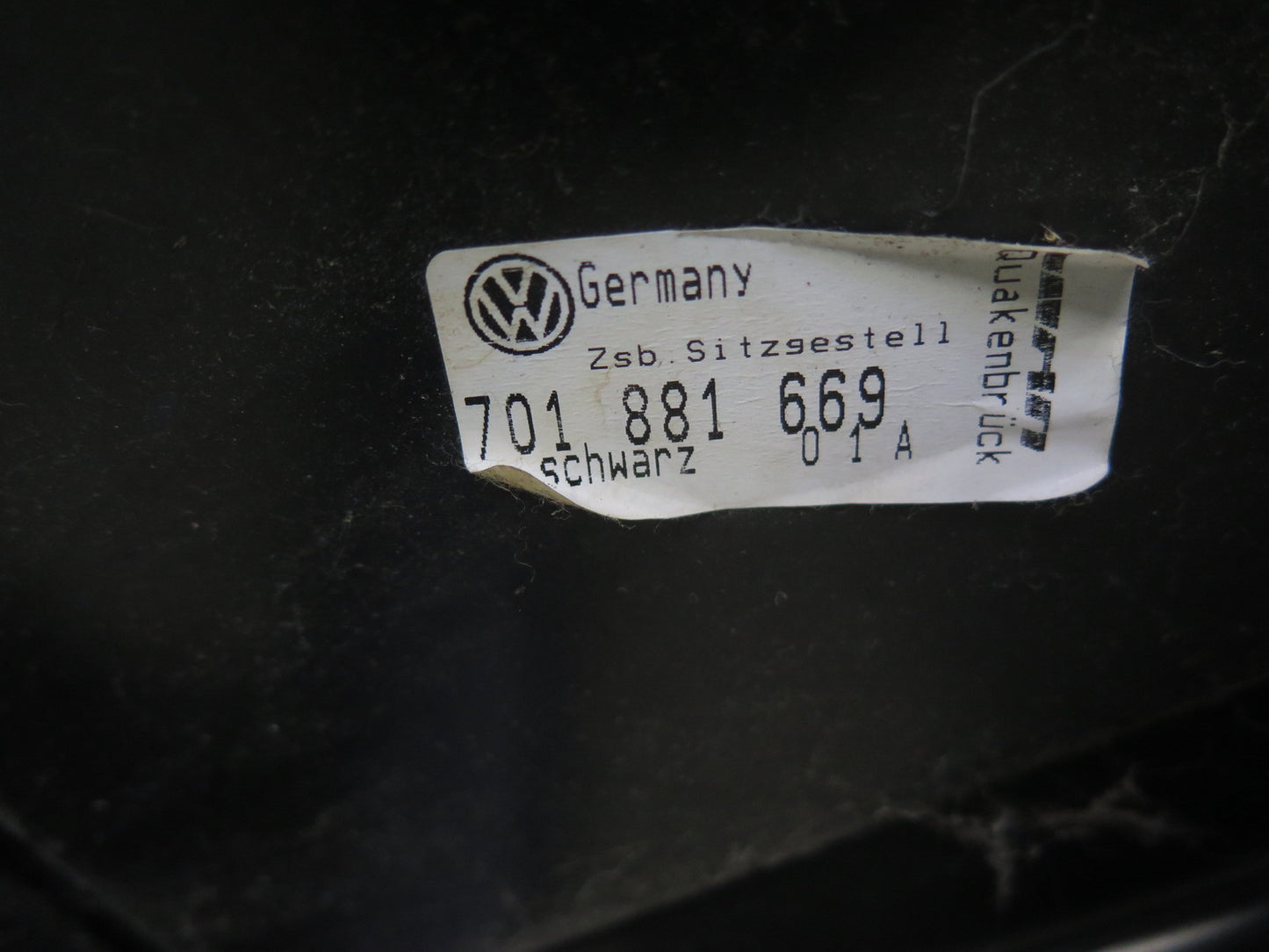 00-03 VW Eurovan T4 Front Left or Right Seat Lower Frame Console 701881669 OEM